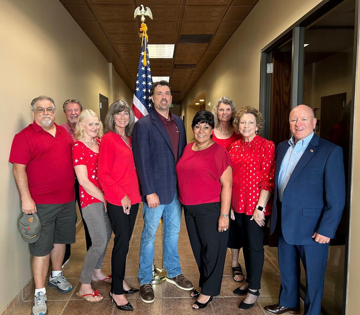 Congressman Morgan Luttrell presented Cypress Republicans a US Flag that was flown over the US Capitol